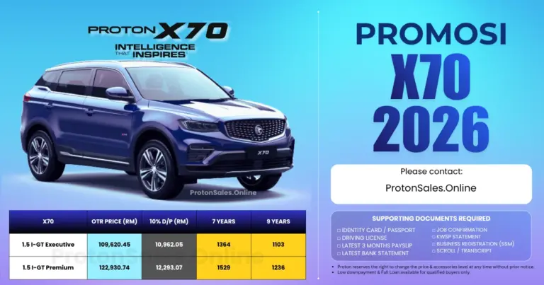 Harga Proton X70 Terkini 2026 - Promosi Online