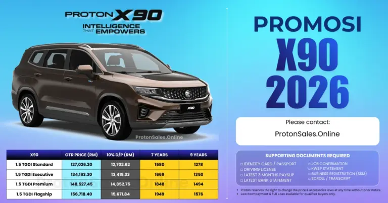 Harga Proton X90 2026 – Harga OTR, Promosi & Ansuran Bulanan Terkini
