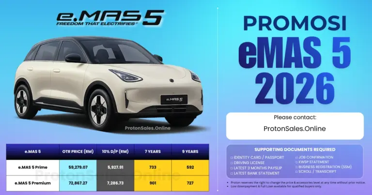 Harga Proton eMAS 5 Terkini 2026 - Promosi Online